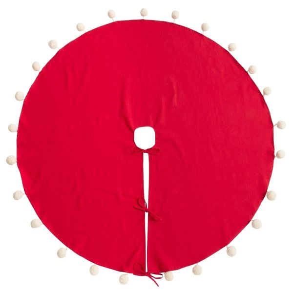 Tistheseason SARO 53 in. Round Red Pom Pom Tree Skirt TI2658317